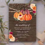 Burnt Orange Burgundy Floral Pumpkin Wood Wedding Invitation<br><div class="desc">Amaze your guests with this elegant wedding invite featuring beautiful flowers and modern typography. Simply add your event details on this easy-to-use template to make it a one-of-a-kind invitation.</div>