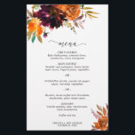 Burnt Orange Burgundy Rustic Wedding Menu<br><div class="desc">Rustic boho floral wedding menu featuring a watercolor painted floral bouquet with warm and earthy shades of burnt orange,  terracotta and deep burgundy along with some greenery.  This elegant menu with the rich shades of autumn is great for a fall wedding.</div>