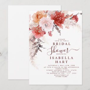Burnt Orange Burgundy Terracotta Bridal Shower Inv Invitation