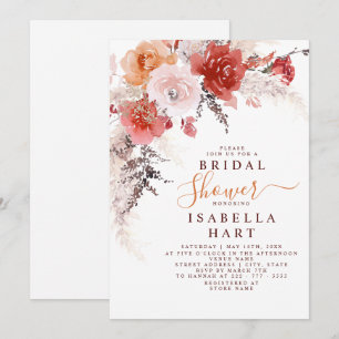 Burnt Orange Burgundy Terracotta Bridal Shower Invitation