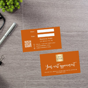 Burnt orange business logo appointment card