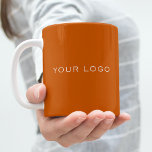 Burnt orange business logo rectangular coffee mug<br><div class="desc">A trendy burnt orange background colour.  Personalize and add your rectangular business logo,  
You can change the background colour to match your brand.</div>