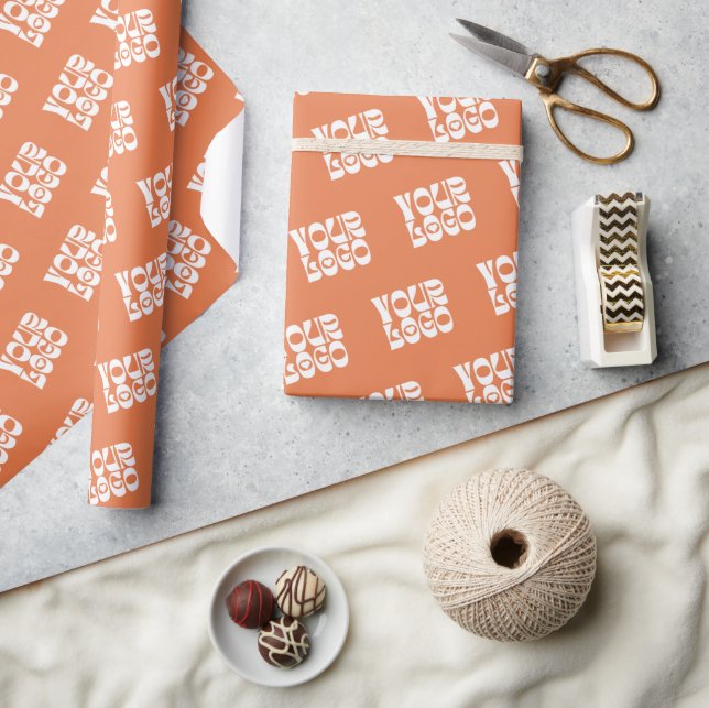 Burnt Orange Business Logo Wrapping Paper (Crafts)