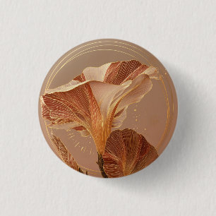 Burnt Orange Calla Lily Botanical 1 Inch Round Button