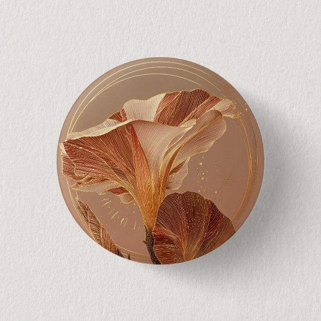 Burnt Orange Calla Lily Botanical 1 Inch Round Button (Front)