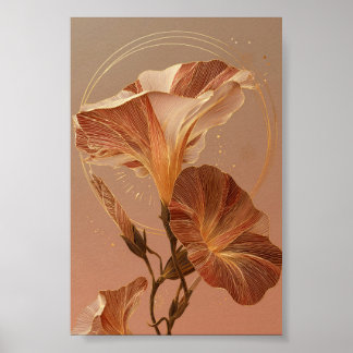 Burnt Orange Calla Lily Botanical Illustration Poster