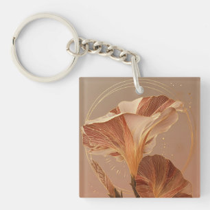 Burnt Orange Calla Lily Botanical Keychain