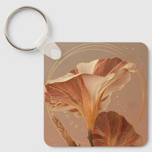 Burnt Orange Calla Lily Botanical Keychain