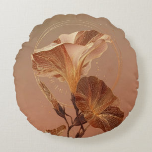 Burnt Orange Calla Lily Botanical Round Pillow