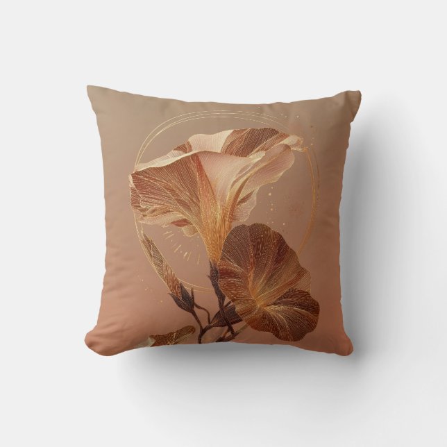 Burnt Orange Calla Lily Botanical Throw Pillow (Front)