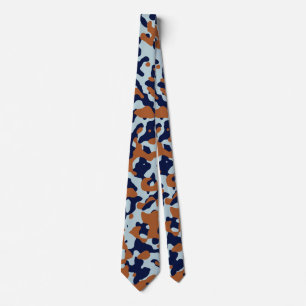 Burnt Orange Camo in Navy Blue and Pale Blue Tie