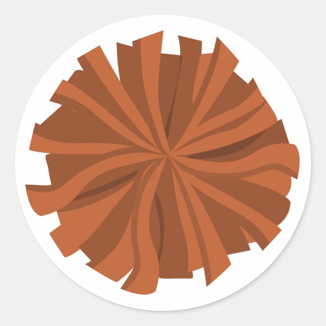 Burnt Orange Cheerleader Pom Pom Classic Round Sticker (Front)
