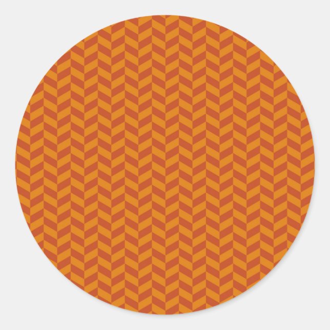 Burnt Orange Chevron Zig Zag Stripes Pattern Classic Round Sticker (Front)