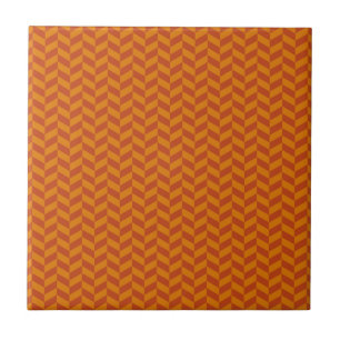 Burnt Orange Chevron Zig Zag Stripes Pattern Tile
