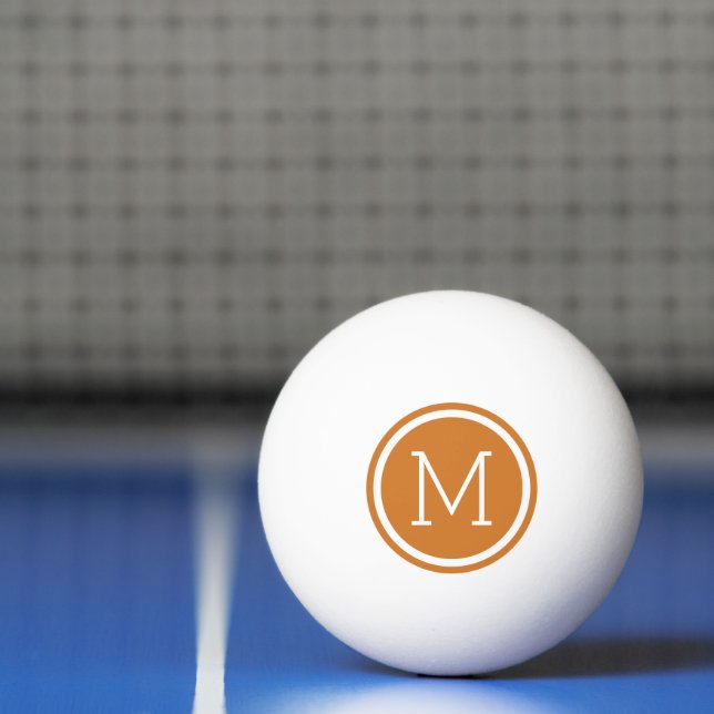 Burnt Orange Circle Monogram Personalized Ping Pong Ball (Net)