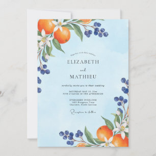 Burnt Orange Citrus Blossom Wedding Invitation
