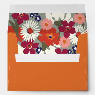 Burnt Orange Colorful Autumn Large Flower Wedding Envelope