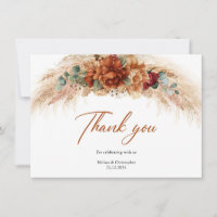 Burnt orange copper flowers pampas grass dried fan