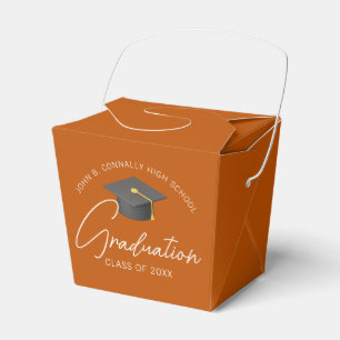 Burnt Orange Custom Graduation Party Fortune Favor Box