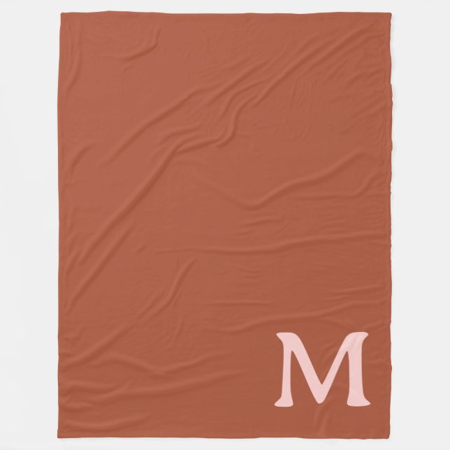 Burnt Orange Custom Monogram  Fleece Blanket (Front)