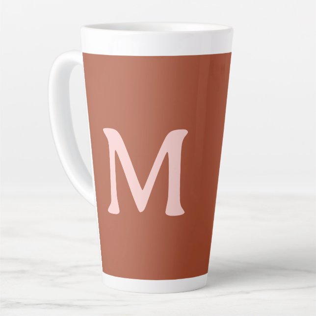 Burnt Orange Custom Monogram  Latte Mug (Left Angle)