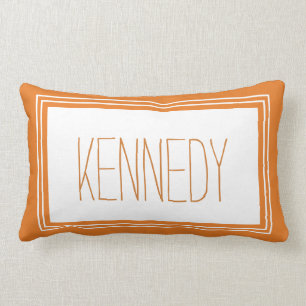 Burnt Orange Custom Monogram Name Keepsake Lumbar Pillow