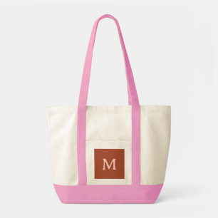 Burnt Orange Custom Monogram  Tote Bag