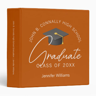 Burnt Orange Customized Graduation Photo Album Binder