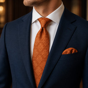 Burnt Orange Damask Tie