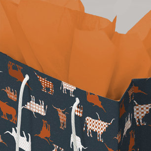 Burnt Orange & Dark Grey Patterned Longhorns Medium Gift Bag