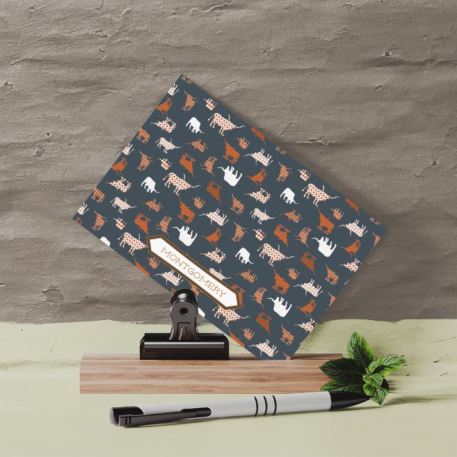 Burnt Orange & Dark Grey Patterned Longhorns Postcard (Creator Uploaded)