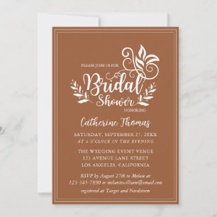 Burnt Orange Decorative Wedding Calligraphy  Invitation