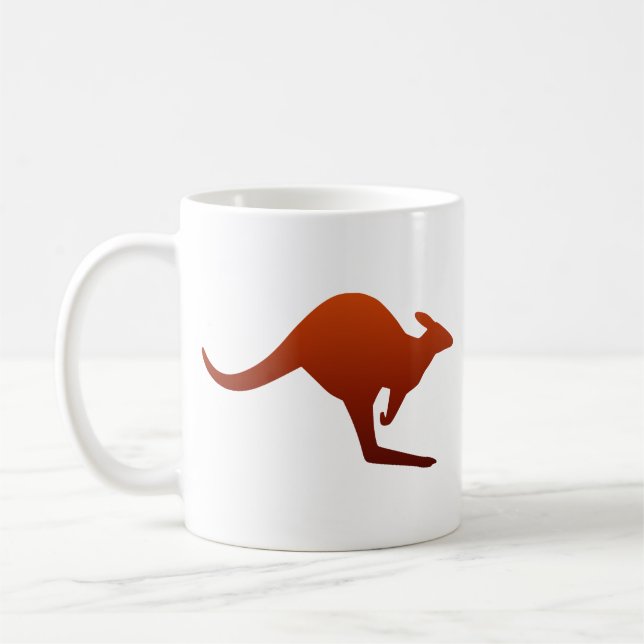 Burnt Orange Desert Gradient Kangaroo Silhouette Coffee Mug (Left)
