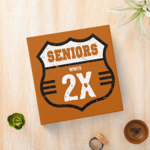 Burnt Orange Distressed Seniors Road Sign Binder