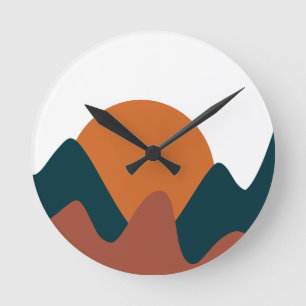 Burnt Orange Earth Tones Abstract Background Round Clock