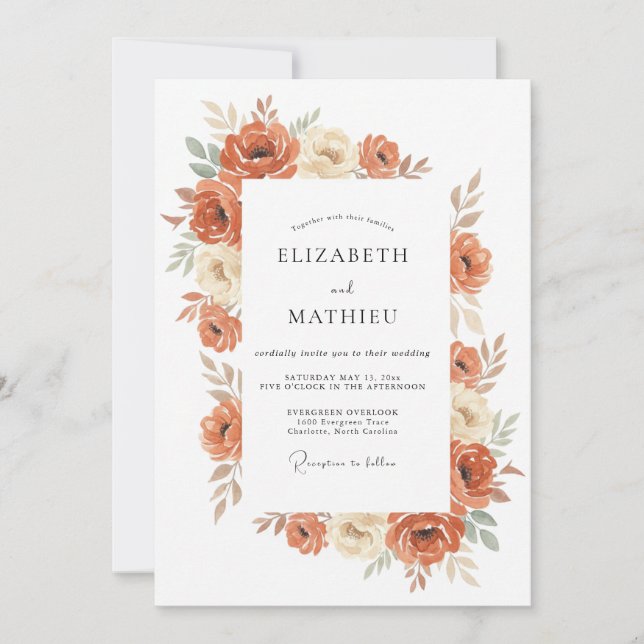 Burnt Orange Earthy Rustic Wedding Invitation (Front)