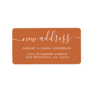Burnt Orange Elegant Script New Address Label