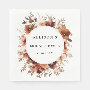 Burnt Orange Fall Bridal Shower Thank You Napkin