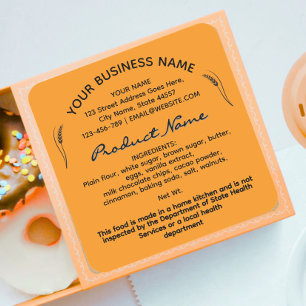 Burnt orange Fall Cottage Law Food label sticker