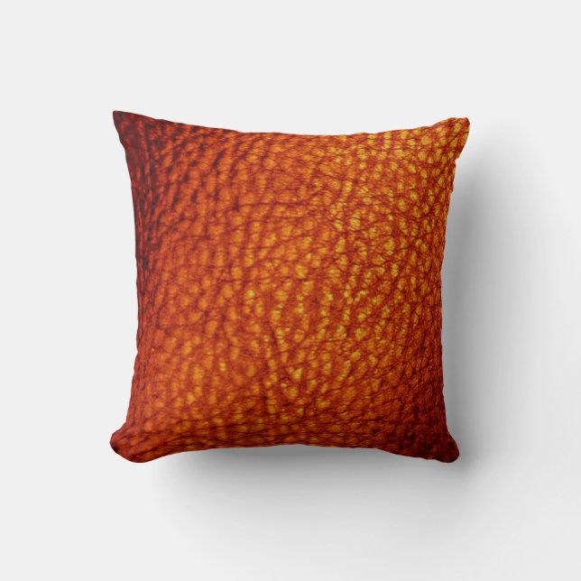 Burnt Orange Faux Leather Throw Pillow (Front)