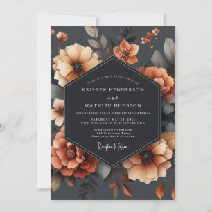 Burnt Orange Floral Autumn Wedding Invitation
