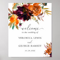Burnt Orange Floral Rustic Fall Wedding Welcome