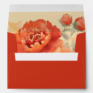 Burnt Orange Floral Wedding  Envelope