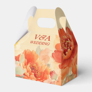 Burnt Orange Floral Wedding Favor Box