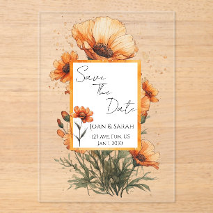 Burnt Orange Flowers Wedding Invitation