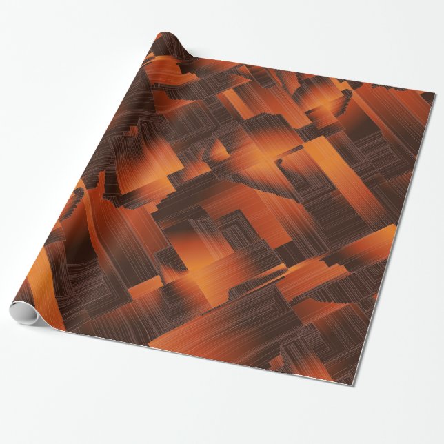 Burnt Orange Fractal Wrapping Paper (Unrolled)