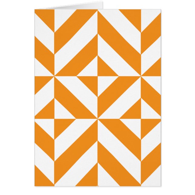 Burnt Orange Geometric Deco Cube Pattern (Front)
