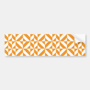 Burnt Orange Geometric Deco Cube Pattern Bumper Sticker