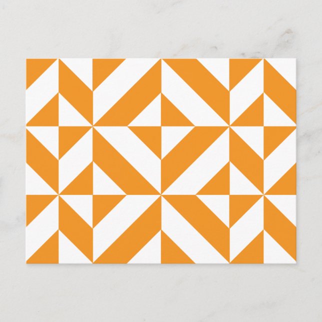 Burnt Orange Geometric Deco Cube Pattern Postcard (Front)