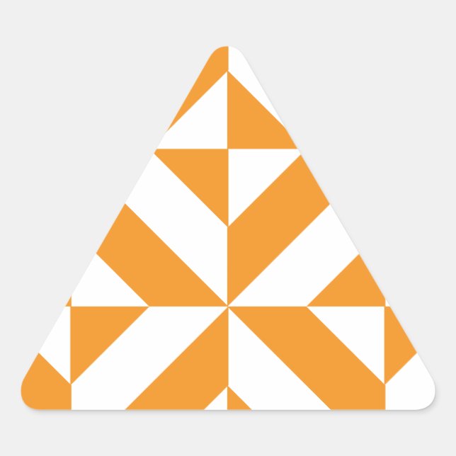 Burnt Orange Geometric Deco Cube Pattern Triangle Sticker (Front)
